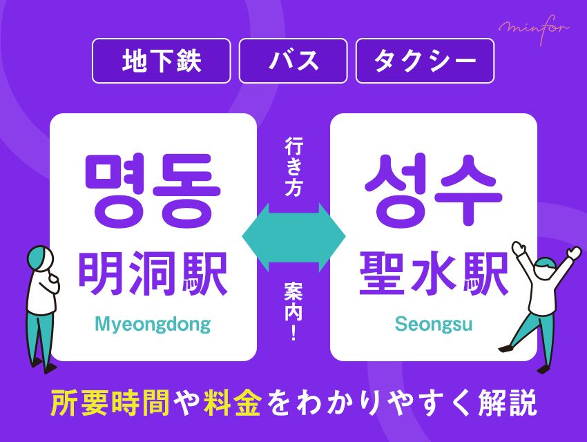 【明洞⇔聖水】明洞駅から聖水駅の行き方|地下鉄・バス・タクシーの所要時間や料金をわかりやすく解説